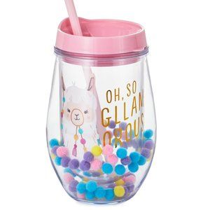 Llama Oh So Gllamorous Plastic Wine Tumbler 11oz